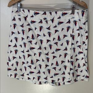 Talbots White Skort with Colorful Sailboat Print